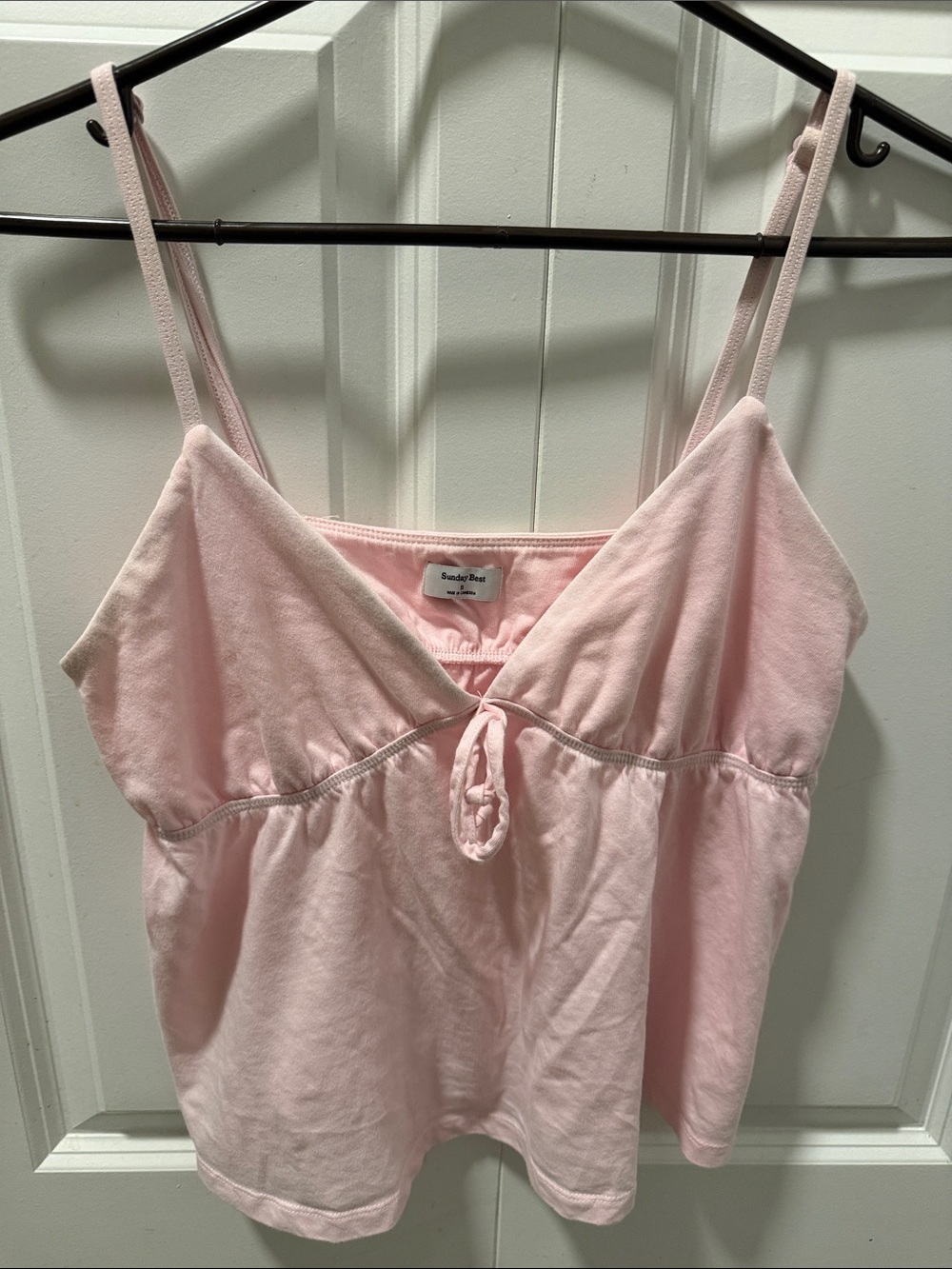Sunday Best Light Pink Cotton Tie-Front Camisole